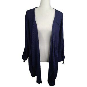 Maurices Navy Blue Open Front Waffle Knit Duster Drape Sweater Cardigan